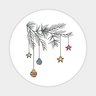 Classic Christmas: Retro Ornament Branch Magnet
